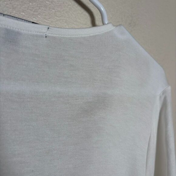 Ambiance T-Shirt Women's 2X Ivory Cream V-Neck Short Sleeve Boho Casual Shirt - Picture 5 of 9